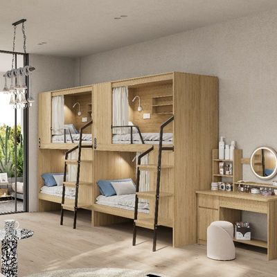 Hostel-Pronto Apartamento moderno totalmente fechado Camas de madeira e escadas de aço