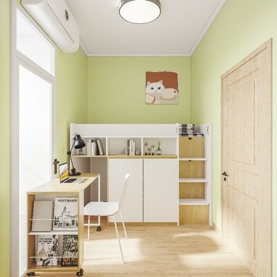 Twin Wooden Loft Bed With Wardrobe