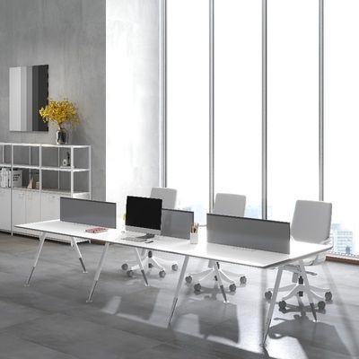 comprar Mobiliário de escritório comercial personalização Quatro-pessoas de metal pernas mesa personalizável acabamento branco online manufacture
