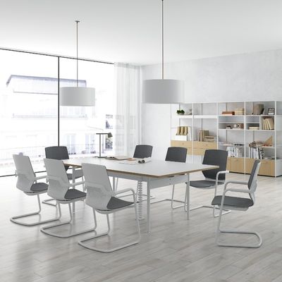 comprar Tabela de conferências de branco de neve personalizável com alta durabilidade e pés de aço branco online manufacture