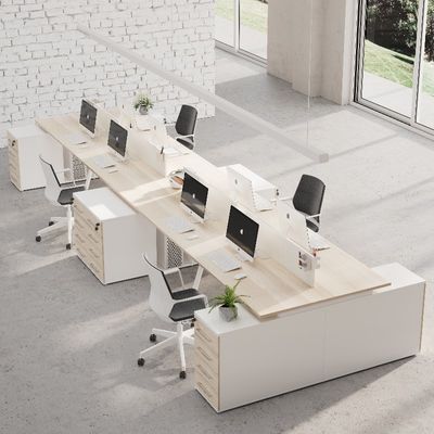 comprar Mesa de oito pessoas com tela separadora e armários de arquivos em estilo de madeira MFC Opção de mesa lateral online manufacture