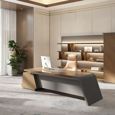 comprar Suporte à personalização Escritório de luxo moderno Boss Painel de MDF de madeira grande em cores escuras Design clássico para escritório Uso de móveis modulares online manufacture