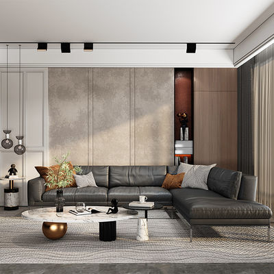 comprar Suporte de personalização Sofá de couro minimalista nórdico Conjunto de escritório Quarto de dormir Design tradicional de secção pernas de metal Sofas de assento único / triplo Hotel de estar online manufacture