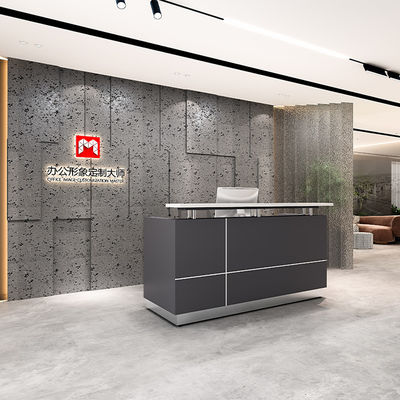 comprar Recepção de madeira minimalista moderna Com painéis frontais escuros Escritório Hotel Empresa Entrada Hospedagem Clientes Aplicações hospitalares Suporte personalização online manufacture
