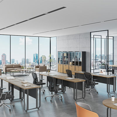 Commercial Office Furniture Independent Desk With Wire Box And Adjustable Steel Foot Board to Maximize Productivity