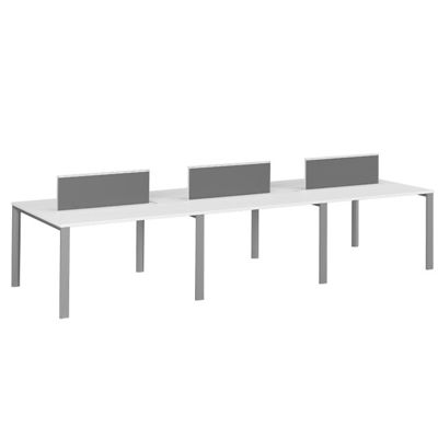White Four Person Staff Desk Facing the Company with Bright Color Desk Screen and Wire Box Texture Customized for Office