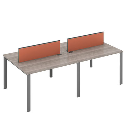 White Four Person Staff Desk Facing the Company with Bright Color Desk Screen and Wire Box Texture Customized for Office