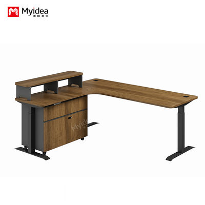 L-shaped Electric Lifting Table With Movable Sub Cabinet Storage Space, Main Desk With Cable Collection System, Office Desk