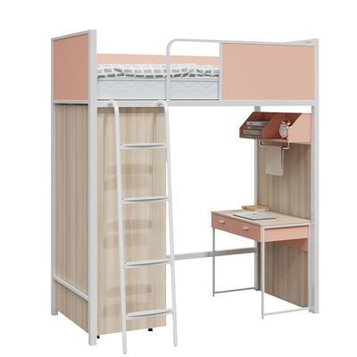 Steel Wood Combination Bunk Bed with Built-in Desk/Storage Space and Assembly Required for University Dormitory