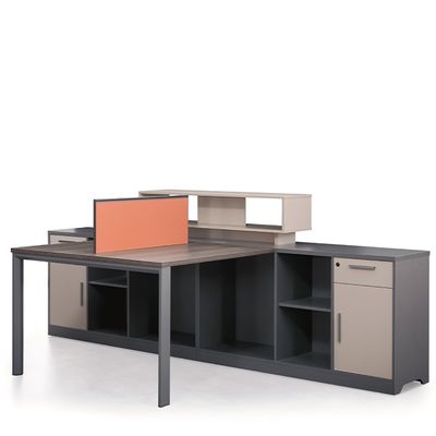 Simple Modern Staff Desks and Chairs Commercial Furniture Customize Accepted , Six Seats Workstations with Card Holders for Finance Staff
