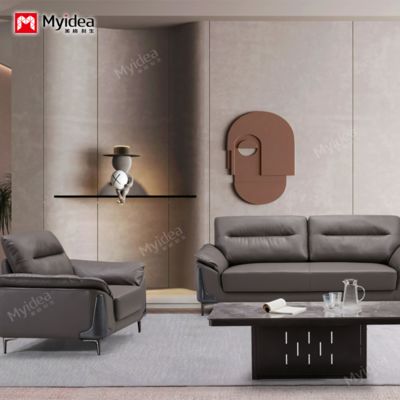 comprar Sofá de escritório e mesa de café, área de recepção de negócios modernos, sofá de três lugares de couro leve e luxuoso online manufacture