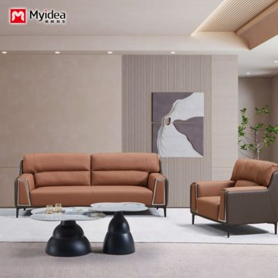 comprar Modern Living Room Design de moda Sofá de couro conjunto luxuoso quadro de madeira maciça sala de estar móveis de escritório sofá online manufacture