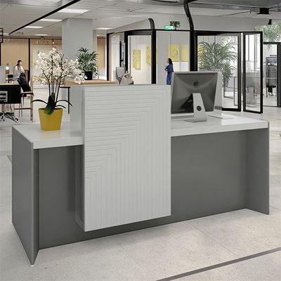 White Painted Glossy Front Desk, Fashionable Design, Light Luxury Front Desk, Commercial Hotel Lobby, Cashier And Reception Desk