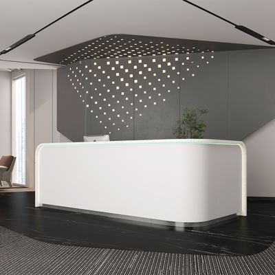 comprar Bancada de balcão de pedra artificial com textura, recepção de hotel, balcão de atendimento da empresa, balcão de recepção, moderno e elegante, curvo online manufacture