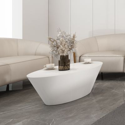 comprar Mesa de café pintada de branco brilhante com textura única, mesa de café, área de recepção, mesa de café, sofá online manufacture