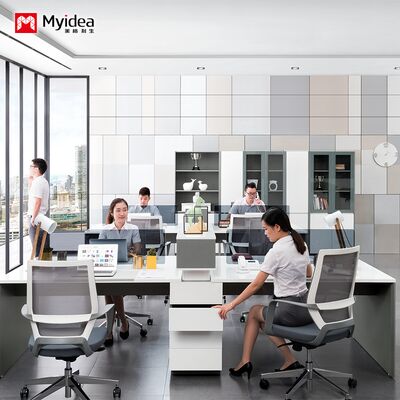 comprar Mesa de escritório de 4 pessoas com gavetas de armazenamento, escritório pintado de branco brilhante online manufacture