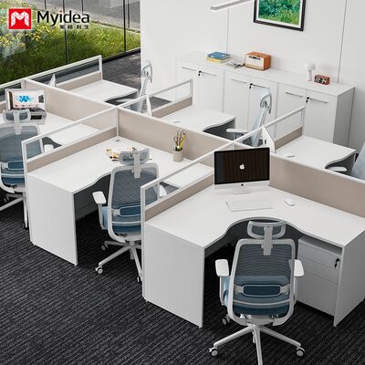 comprar Foshan Wholesale Single Person L-shaped Staff Slot de cartão de tela de cor clara Simple Modern Screen Table and Chair Combinação online manufacture
