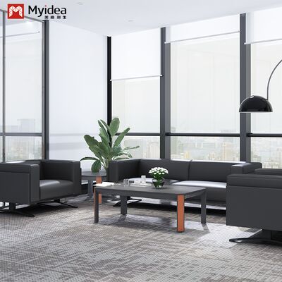 Modern Eco-Friendly Commercial Metal-legged Leather Sofa Factory wholesale