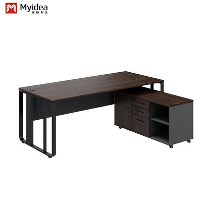 comprar Mesa Executiva de Luxo Contemporânea para Chefes com Design de Pernas de Aço e Sub-armário de Armazenamento para Edifício de Escritórios online manufacture