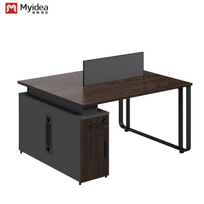 Modern Wooden Workstation Desks with Storage Space Facing Each Other Freestanding Design Easy Assembly