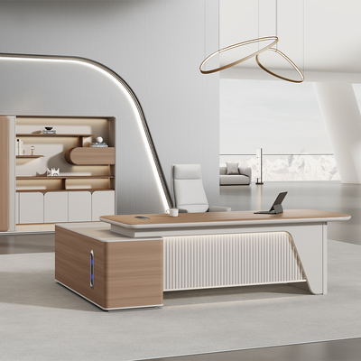 comprar Escritório de chefe curvo moderno revestido com PVC online manufacture