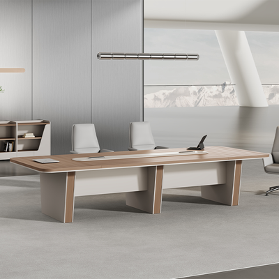 comprar Mesa de conferência curva revestida de PVC com trilho de força e caixa de arame - acabamento pintado, mesa moderna para sala de reuniões online manufacture