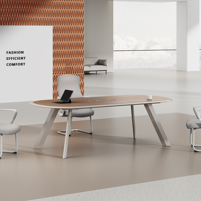 comprar Mesa de conferência com borda redonda laminada em vinil PVC - superfície pintada brilhante para salas de reuniões de escritório online manufacture