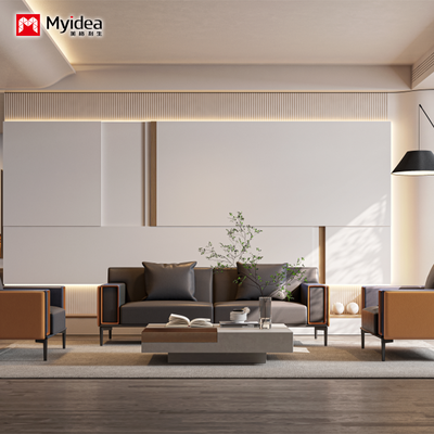 comprar Sofá de couro minimalista nórdico conjunto de escritório quarto design seccional tradicional pernas metálicas sofás de assento único / triplo online manufacture