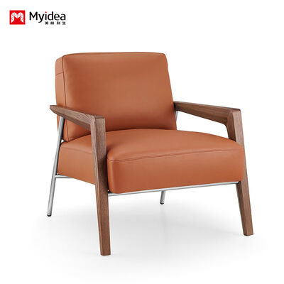 Comprar Sofá Lounge Executivo Individual de Couro com Espuma de Alta Densidade e Retorno Rápido, Pés de Madeira de Freixo + Aço Inoxidável – Disponível em Múltiplas Opções de Cores online manufacture