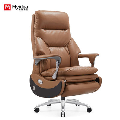 Comprar Cadeira de couro de massagem elétrica de luxo fabricada com couro premium e espuma de alta densidade para um conforto duradouro, sistema de massagem embutido e apoios de braço elegantes de liga de alumínio para um visual executivo moderno online manufacture