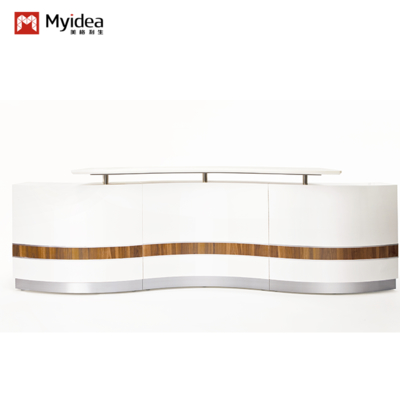 Balcão frontal curvo com pintura cozida, balcão de bar da empresa, hospital de beleza, clínica odontológica, balcão de caixa circular, balcão de recepção simples e moderno