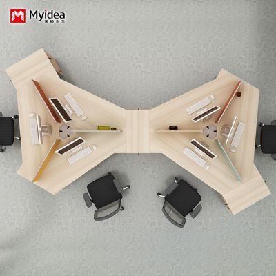 Design de personalização do escritório da empresa, contabilidade e mesa financeira, mesa da equipe, mesa de combinação irregular