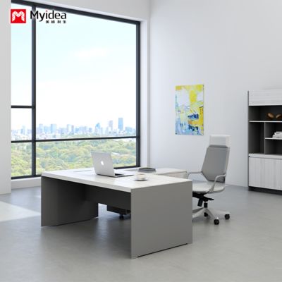processo de pintura de cozimento branco de personalização mesa de escritório, mesa de chefe moderna e elegante, mobiliário de escritório, mesa de computador