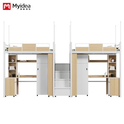 Cama e Mesa, Grande Espaço de Armazenamento, Tampo Espessado, Pregos Redondos, Bordas Seladas para Armazenamento, Escadas e Grades Altas