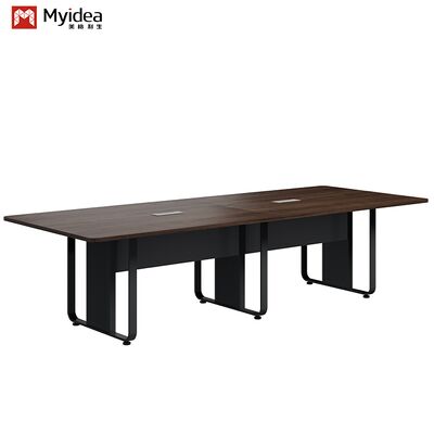Mesa de Conferência em Madeira Escura de Design Moderno com Pernas de Aço Laminado a Frio Mobiliário de Escritório para Salas de Reunião e Negociação Venda por atacado de fábrica