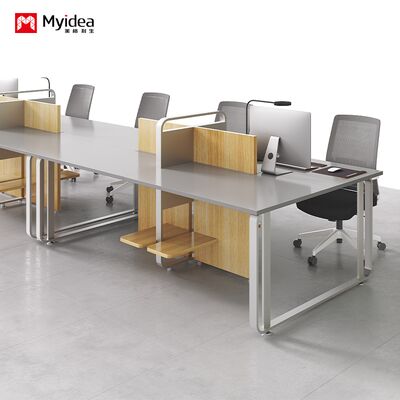 Mesa de escritório, estação de trabalho do pessoal, estande de tela minimalista moderno, combinação de mesa de escritório e cadeira para 4 pessoas e 6 pessoas